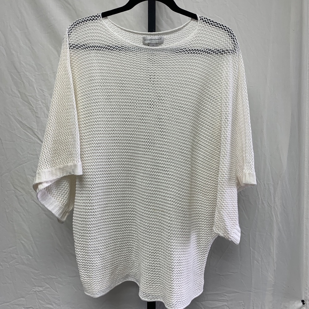 Christopher & Banks XL white short sleeve sweater